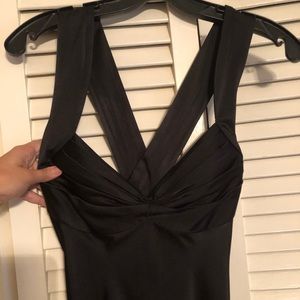 Calvin Klein Long Black Silky Cross Back Gown